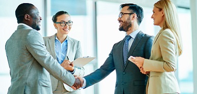 Business people greeting